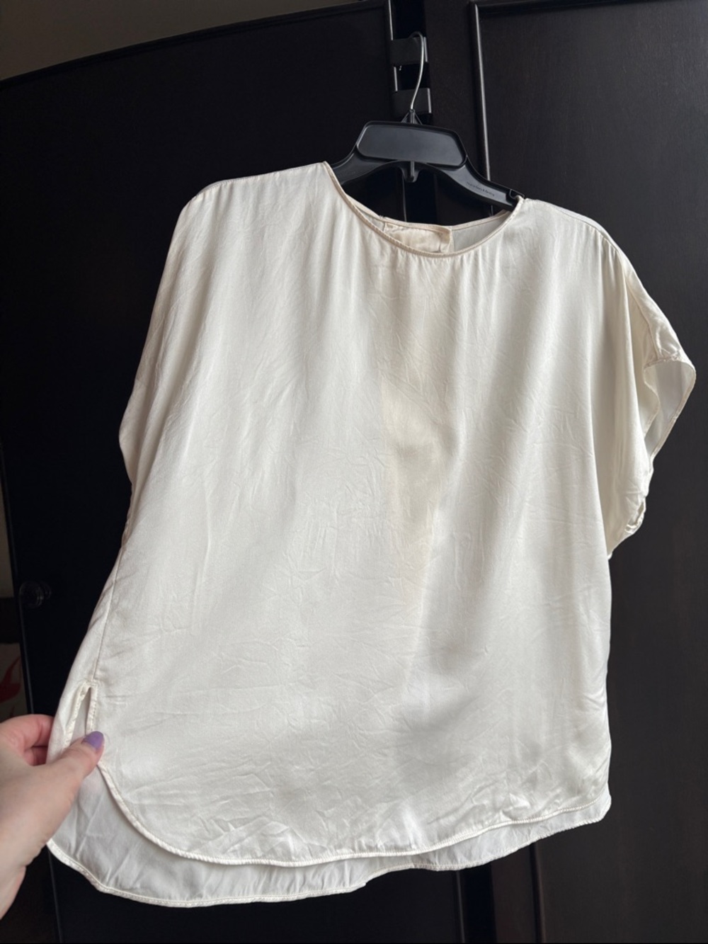 Banana Republic Cream Short-Sleeve Rounded Neck Blouse